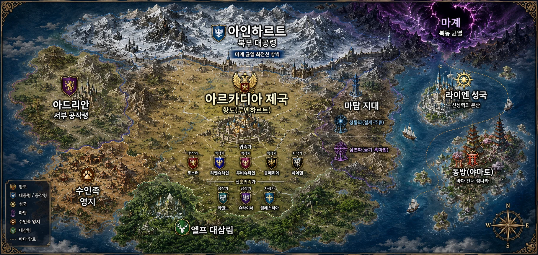 아르카디아 대륙 지도